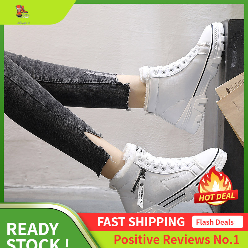 Ddmysports Cotton Shoes Women S Winter Plush Korean Edition Student Versatile Warm Igh Top Leather Face Large Size OUTDOOR