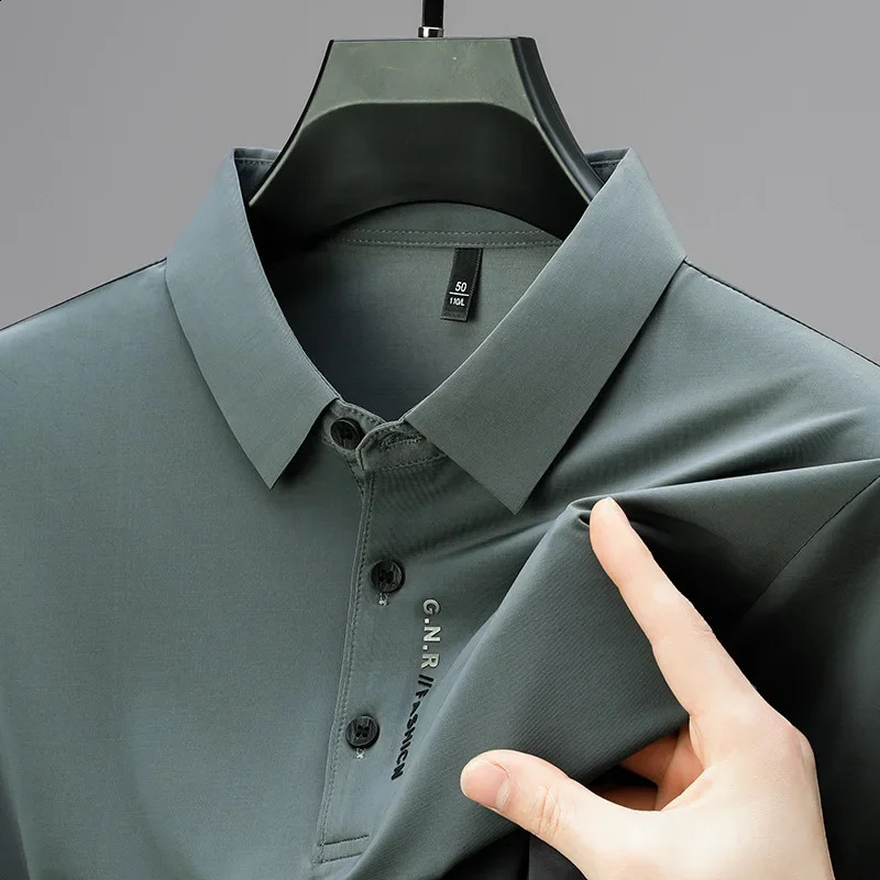 Mens Business Casual Polo Shirt Fashion Trend Simple Collar Body Suitable for Breathable Top 240828