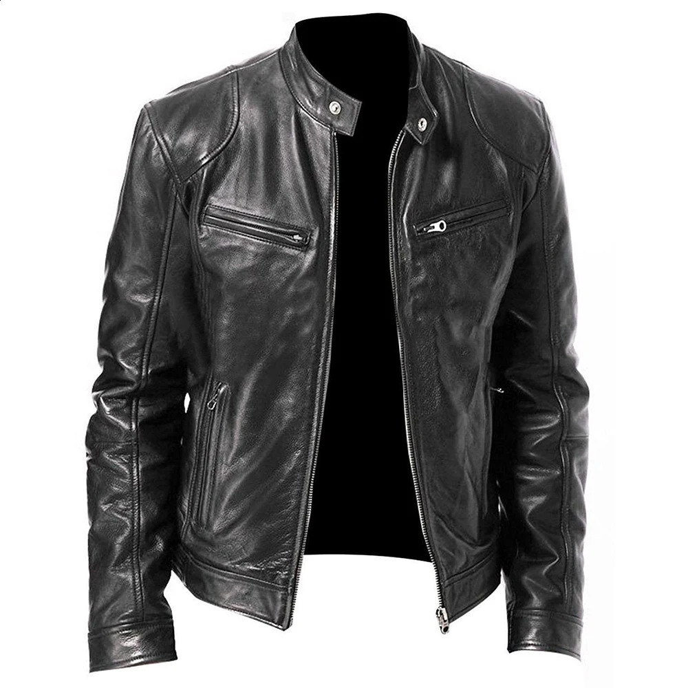 Motorcycle Jacket Men PU Leather Moto Motocross Jacket Four Season Motorbike Racing Riding Jacket Chaqueta Moto Black S-5XL SIZE 240829