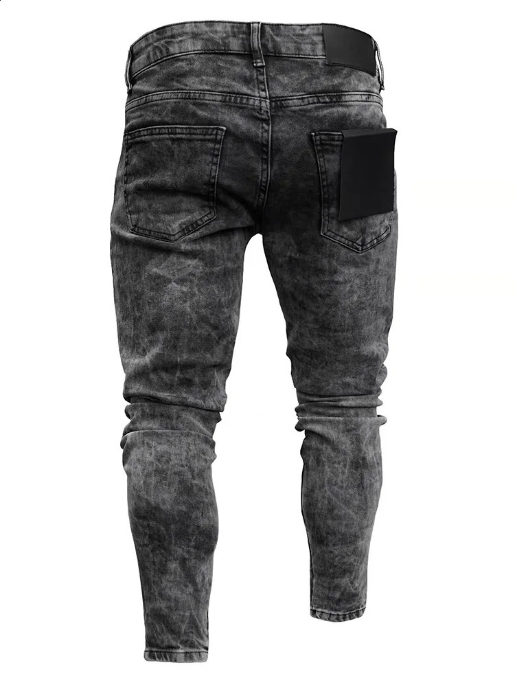 Men European American Style High Street Ripped Hip Hop Stylish Skinny Jeans High Quality Holes Casual Cotton Pencil Denim Pants 240829