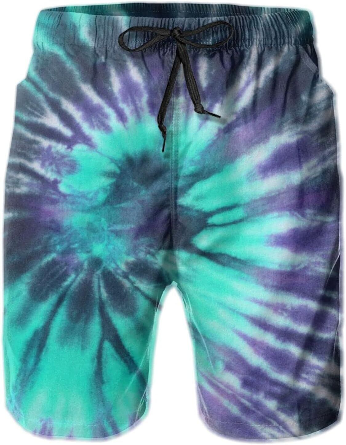 Mens Shorts 3D Printing Pattern Tie Dye Swim Trunks Quick Dry Casual Beach Board Swimwear