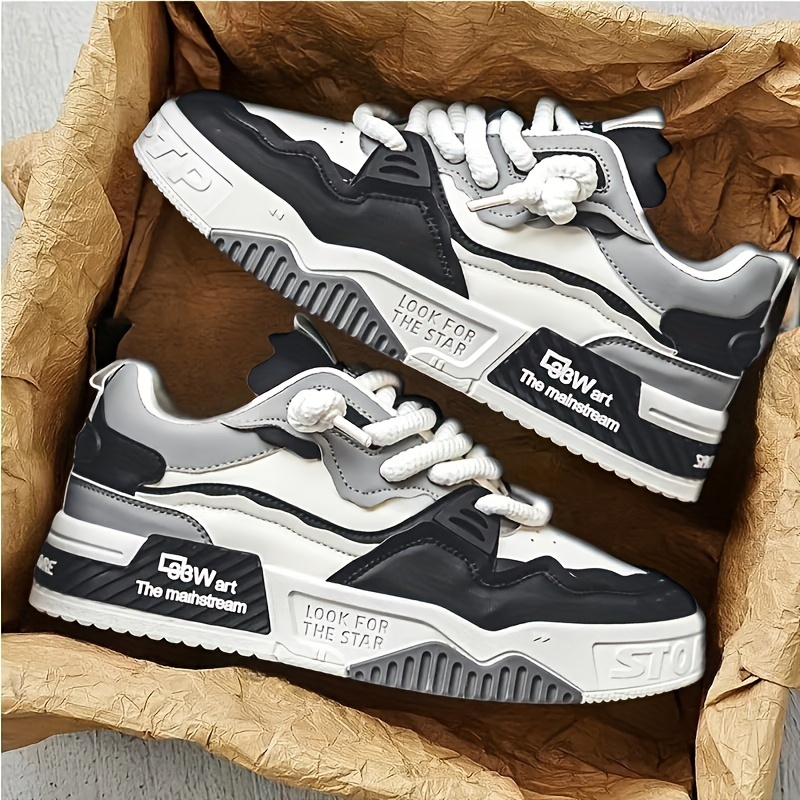 Men's Trendy Street Style Platform Skateboard Shoes, Comfy Non Slip Durable Casual Lace Up Sneakers For Men's Outdoor Activities