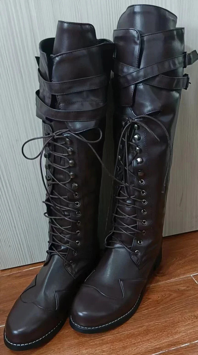 Cowboy Retro Classic Men Long Western Vintage Male Boots Knee High Shoes Botas atos Hombre 240828