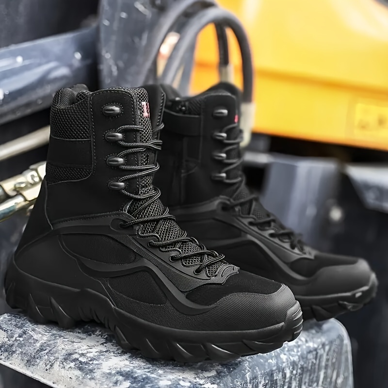 High-Top Mesh Hiking Boots for Men - Comfy, Non-Slip, Breathable, and Durable for Outdoor Activities - Lace-Up Closure, Fabric Insole, EVA Sole, and S