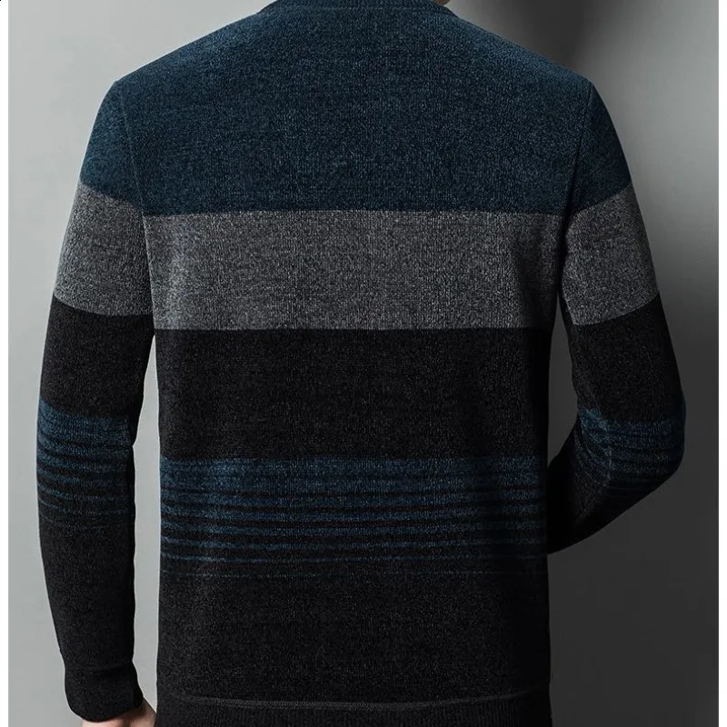 Mens autumn solid round neck letter embroidered long sleeved sweater knitted casual office womens top 240829