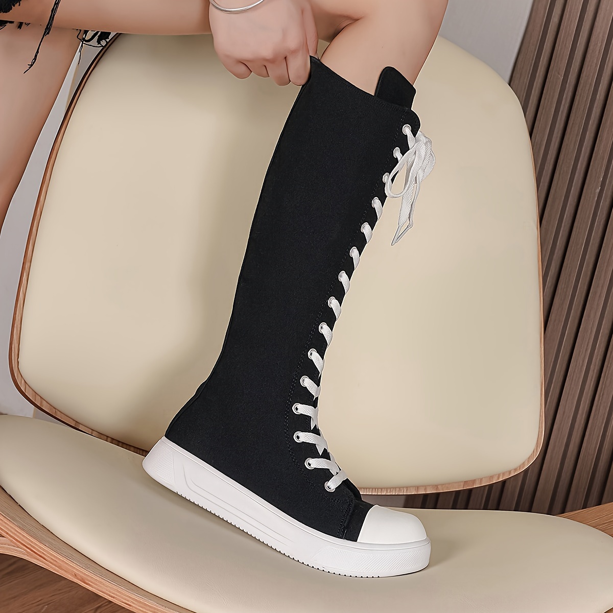 Stylish Knee High Boots for Women - Soft, Versatile, and Comfortable Platform Boots with Side Zipper and Lace Up Closure - Perfect for Casual Daily We