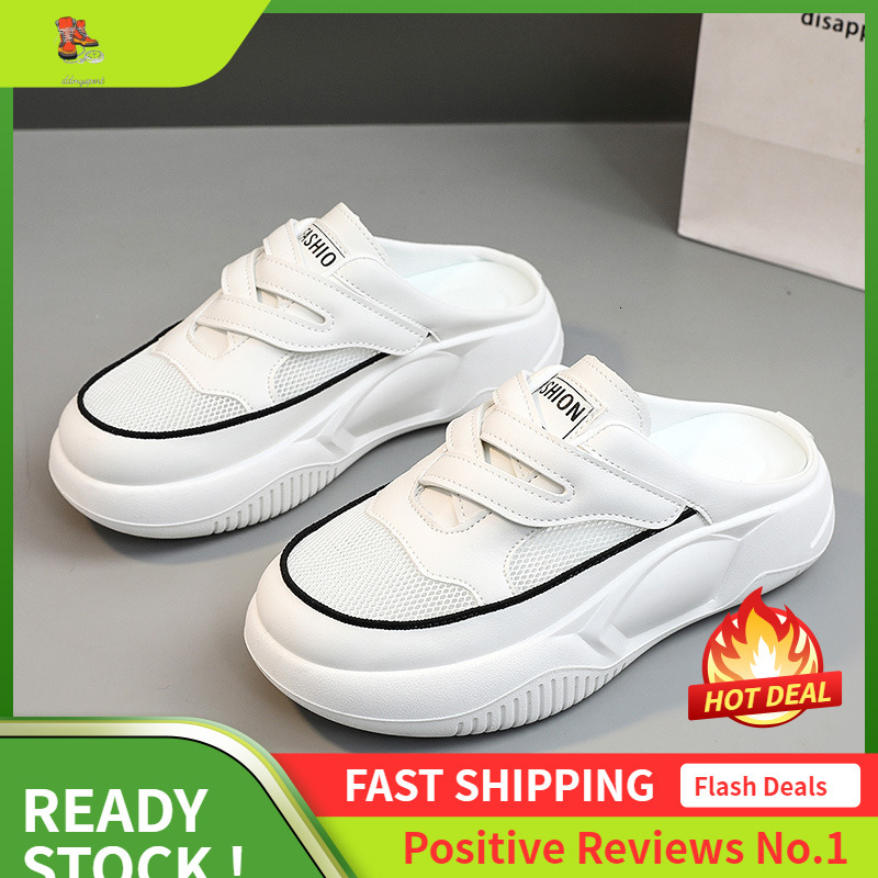 Ddmysports K Semi Drag Women S Summer Trendy Casual Breathable Thick Sole Height Increasing Mesh Student Board Shoes OUTDOOR