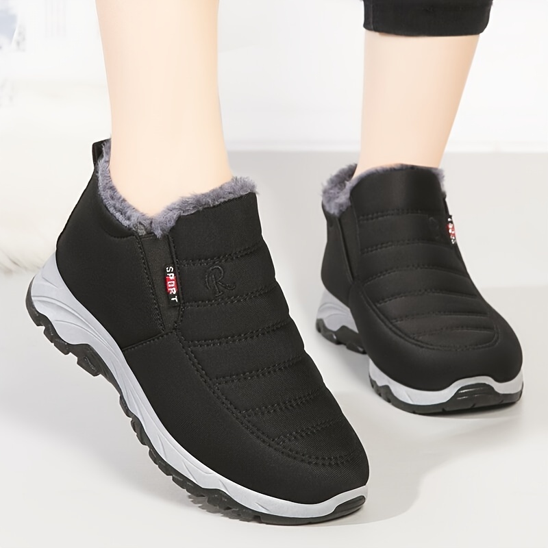 Women's Plush Winter Boots - Slip On Thermal Lined Soft Sole Shoes for Warmth and Comfort