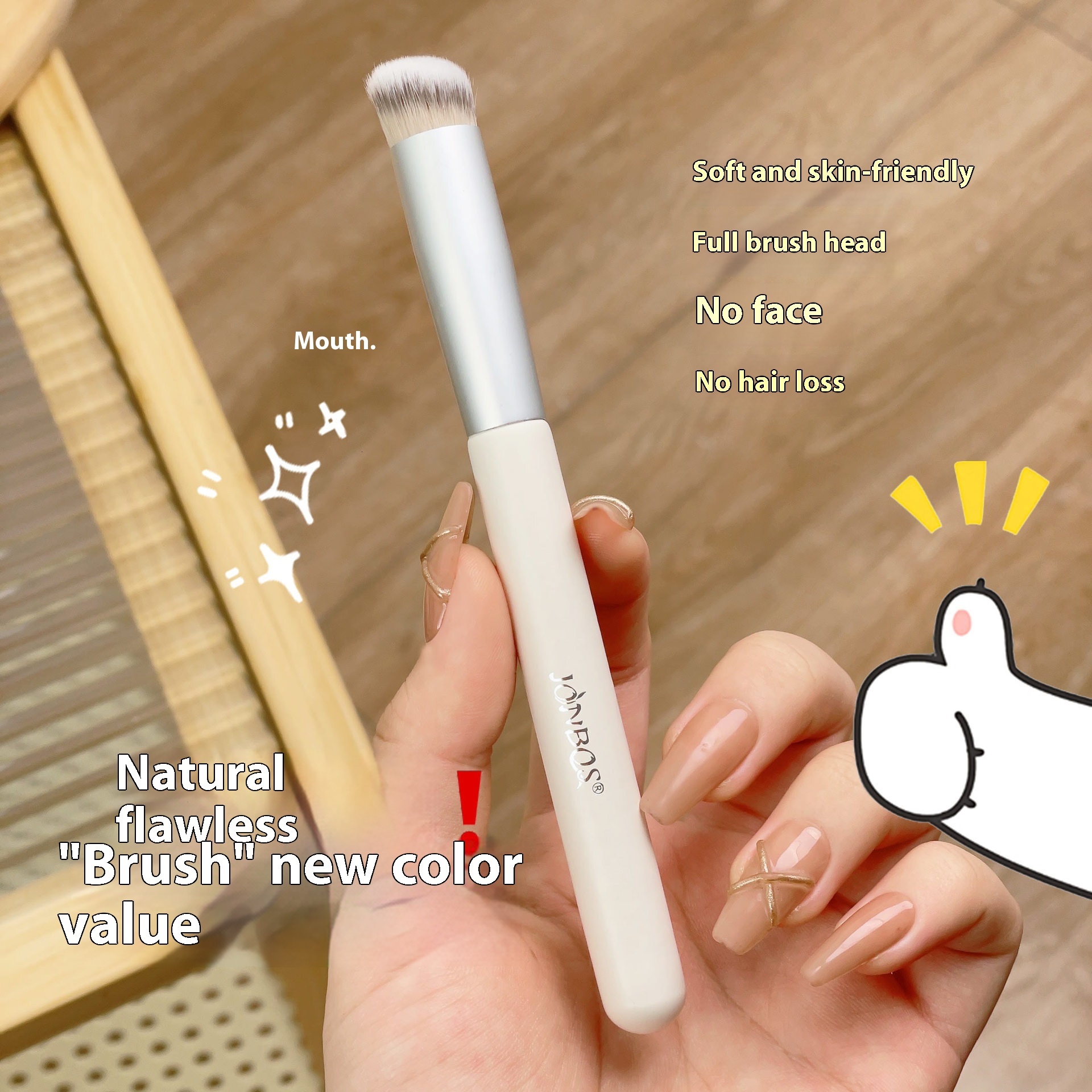 Special Artist Makeup Brush by Jonbos Portable White Stem Concealer Tool with Soft Round Bristles