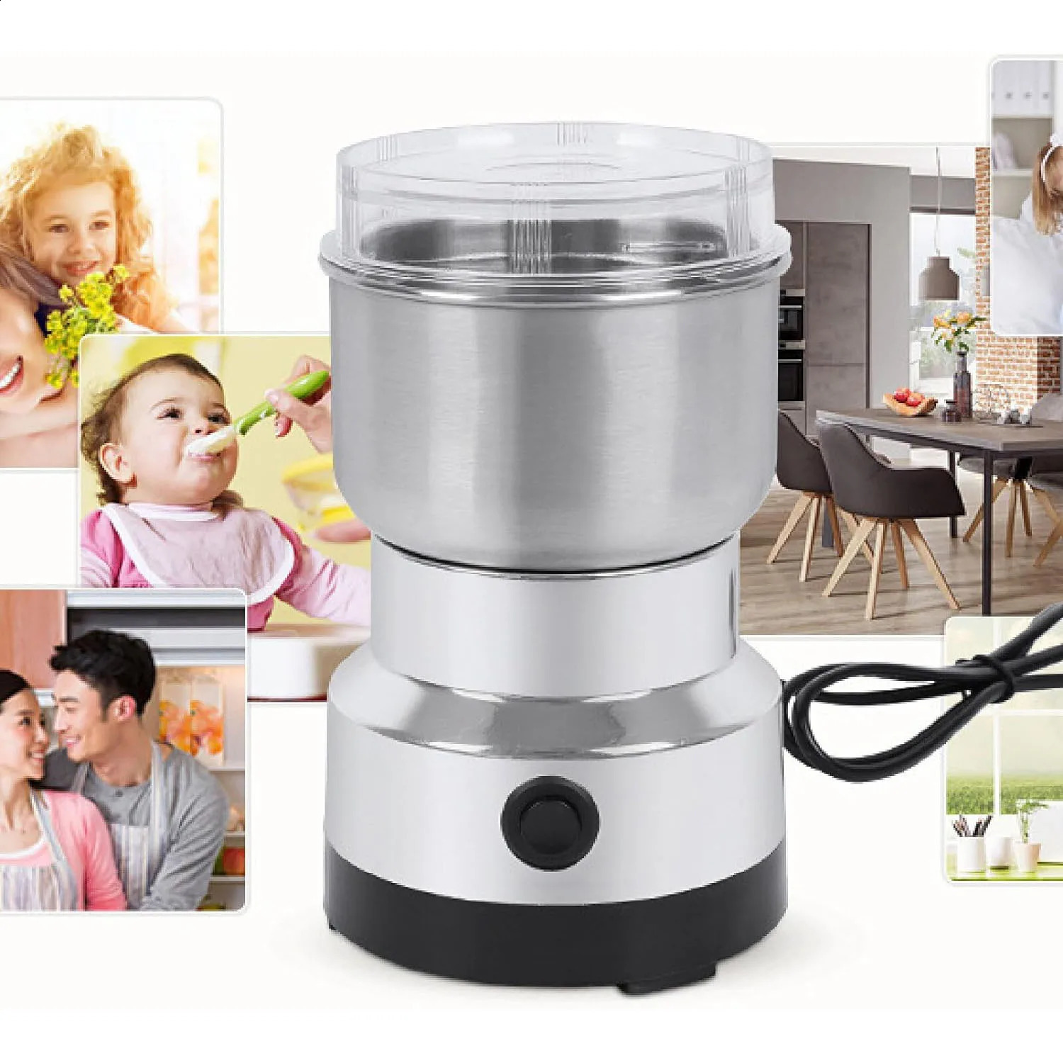 Electric grinder with four side blades kitchen grain nut bean spice grain grinder multifunctional household coffee grinder 240829