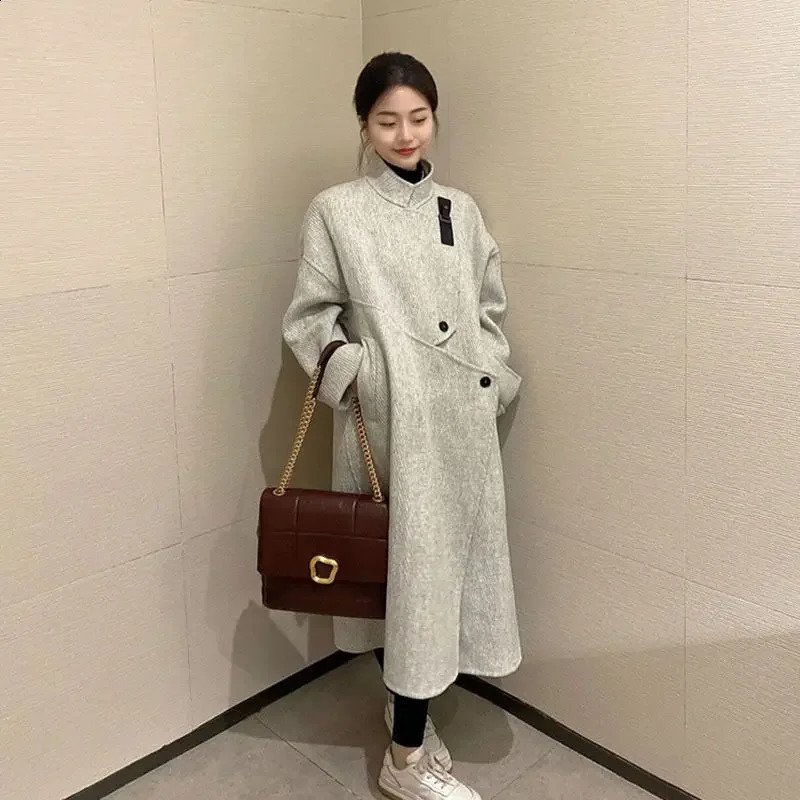 High end womens wool coat British style high-end double-sided cashmere coat Pink wool coat Fashion style Temperature 240828