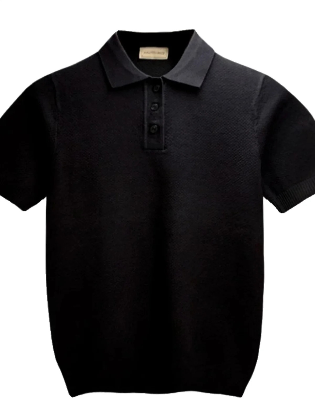 High elasticity mens short sleeved knitted polo shirt summer British style solid casual slim fit clothing C101 240828