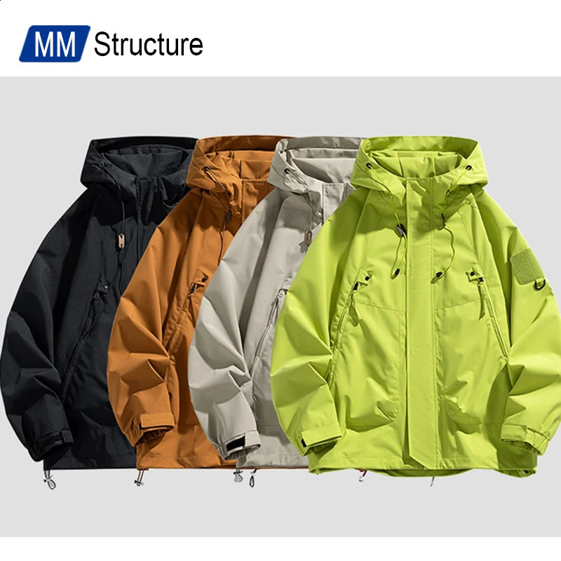 Neutral Outdoor Hooded Wind-Proof Waterproof Jacket High Quality Casual Student Loose Streetwear Windbreaker Men Clothing Spring 240828