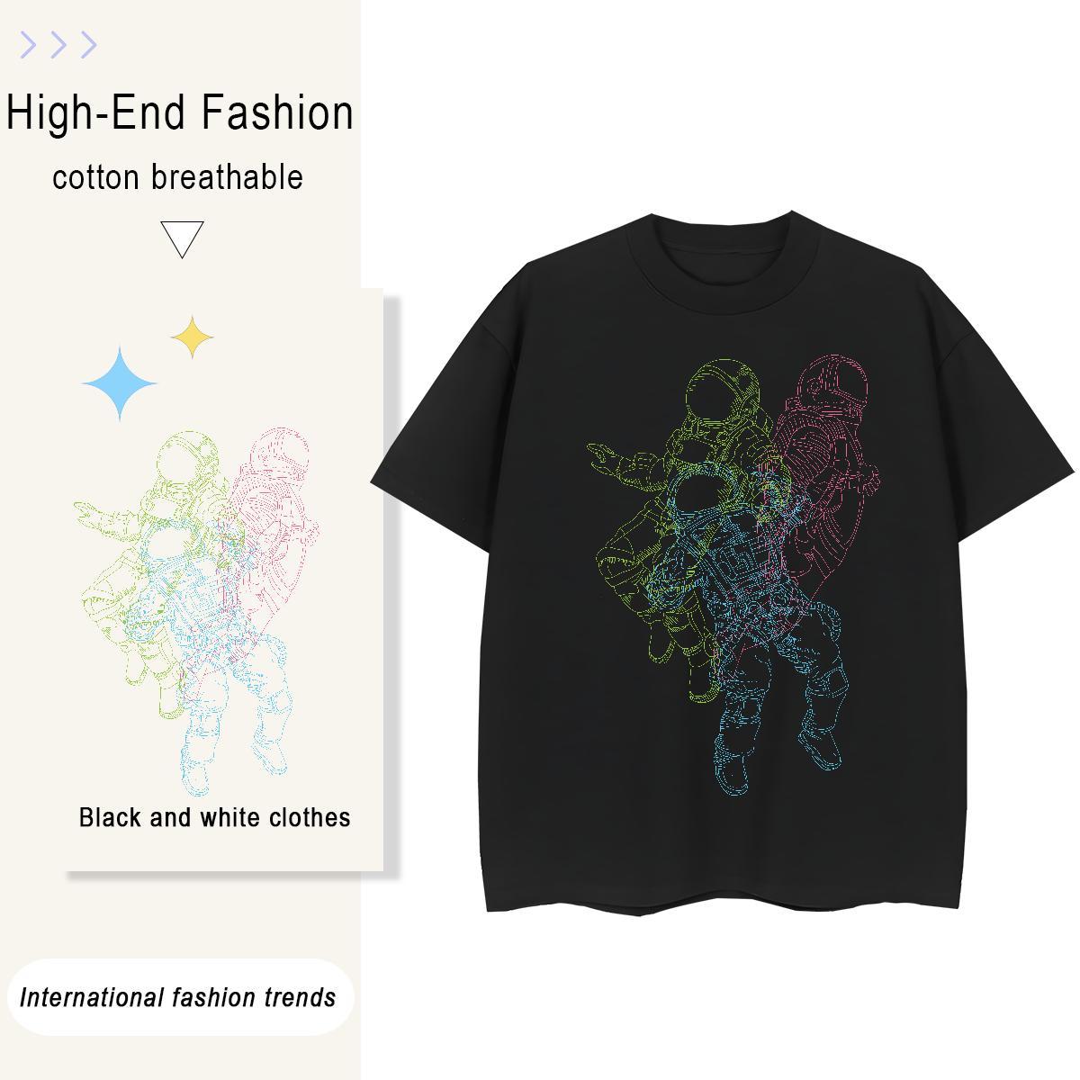 5A Women Tees 230g Pure Cotton planet Street Casual Womens T Shirts Breathable Short Sleeve DIY Anime Printed Clothes