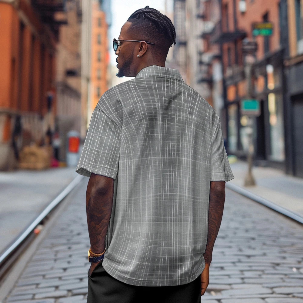 summer lapel golf retro plain polo shirt casual office sports gray short sleeved Tshirt 240828