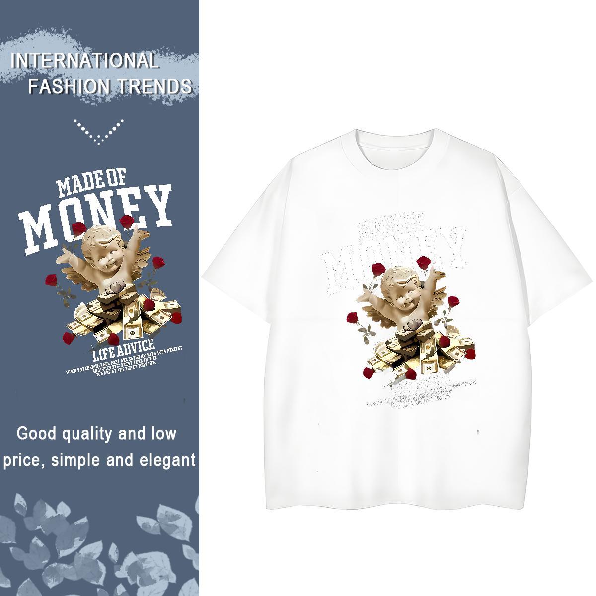 5A Women Tshirts 230g Cotton letter Casual T Shirt For Woman Comfortable Plus Size Cartoon Tees
