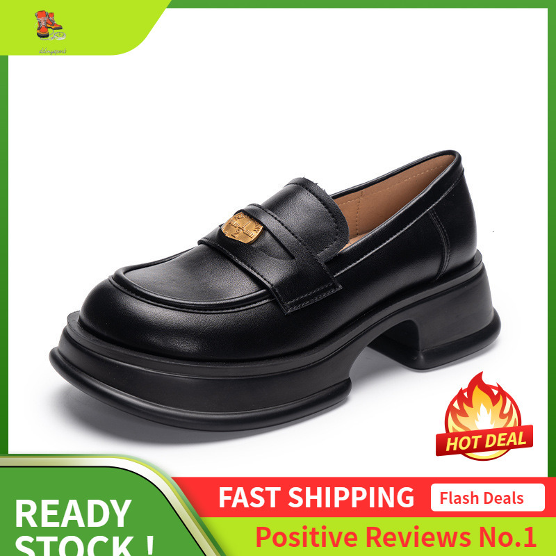 Ddmysports Grape Mom Studiolee Spring Round Ead Small Gold Coin Decoration Bottom Thick Eel Fashion Genuine Leather Loafers OUTDOOR