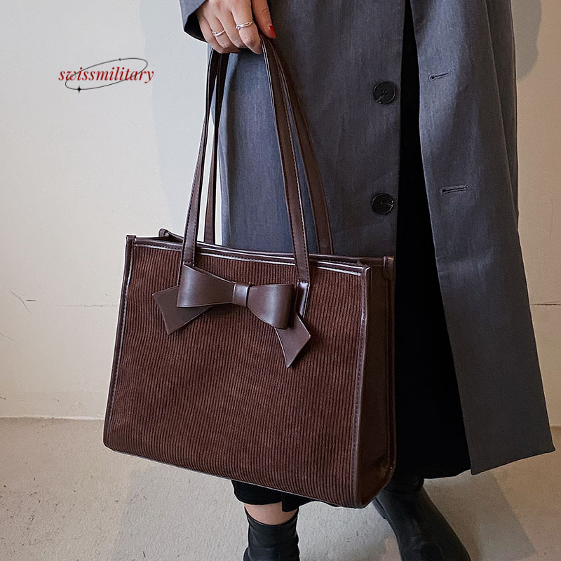 Swissmilitary Bow red hand-held one shoulder large capacity tote for women 2023 new underarm niche wedding bride bag #30