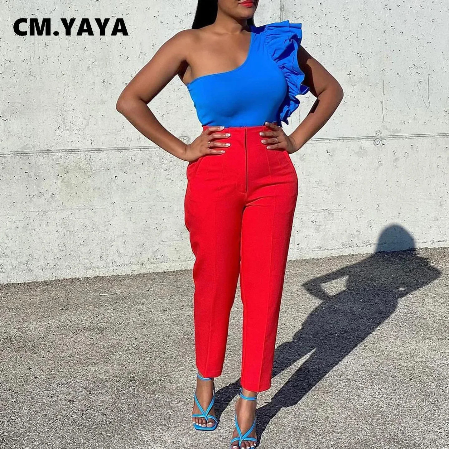 CM.YAYA Women Fashion Tailored Trousers High Waist Zipper Fly Solid Pencil Pants 240829CJ