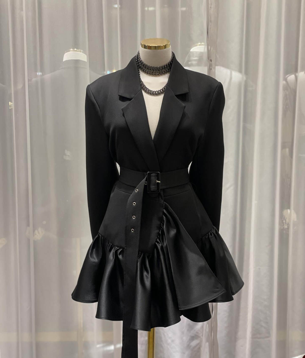 Black Women Blazer Dress Costumes Pour Femmes Tailored Jacket Prom Birthday Party Wear With Belt