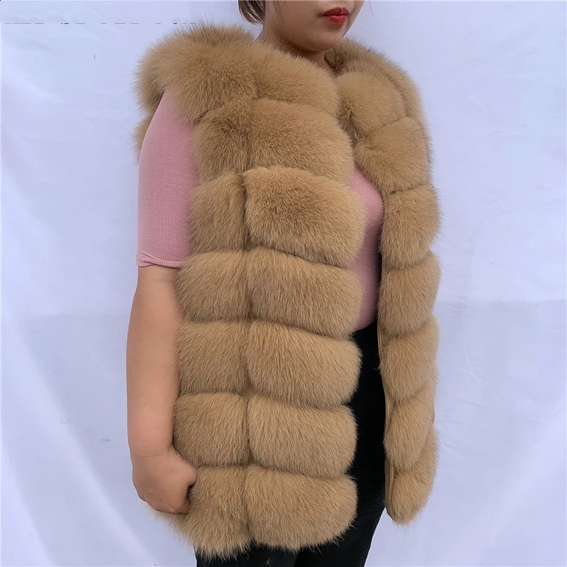 Natural fox fur vest for women in winter Warm made of natural 240828