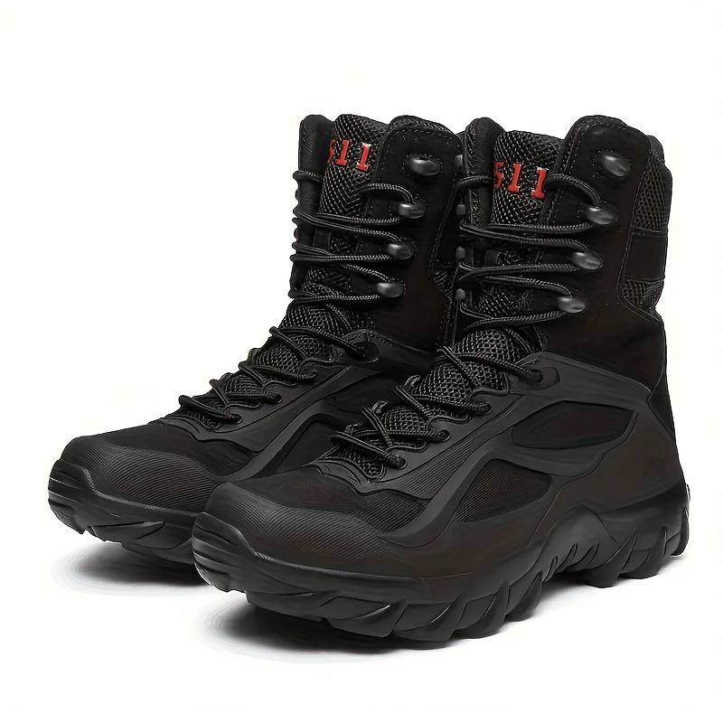 High-Top Mesh Hiking Boots for Men - Comfy, Non-Slip, Breathable, and Durable for Outdoor Activities - Lace-Up Closure, Fabric Insole, EVA Sole, and S