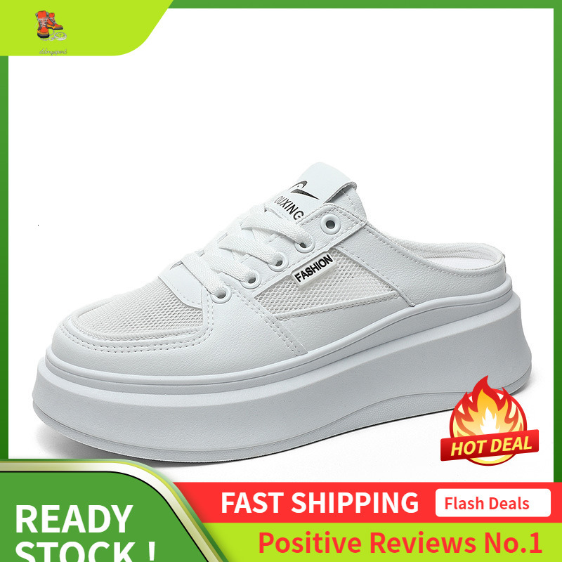 Ddmysports S Slippers Spring And Summer Thick Soled Height Increasing Women S Shoes Breathable Mesh Surface Half Drag For Students OUTDOOR