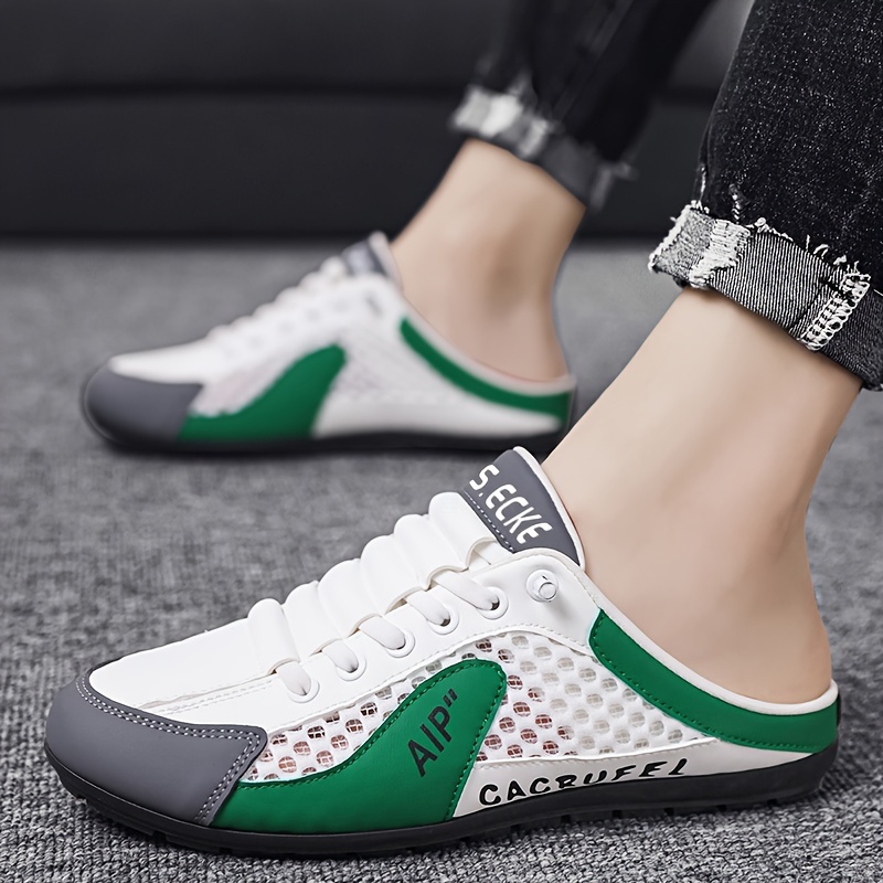 Mens Breathable Slip-On Shoes slippers - Lightweight, Non-Slip, Elastic Band Closure, Fabric Upper, EVA Insole, PVC Sole, Solid Color, Outdoor Walking