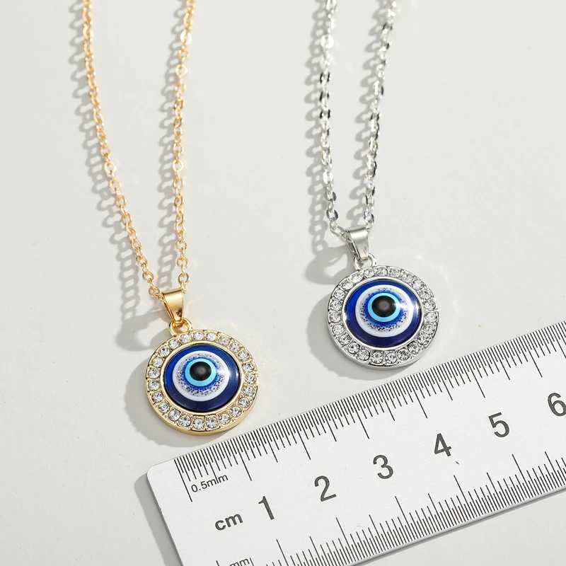 Dayoff 1 piece Trkiye crystal evil eye pendant necklace suitable for womens jewelry gold rimmed necklace N251 W240828