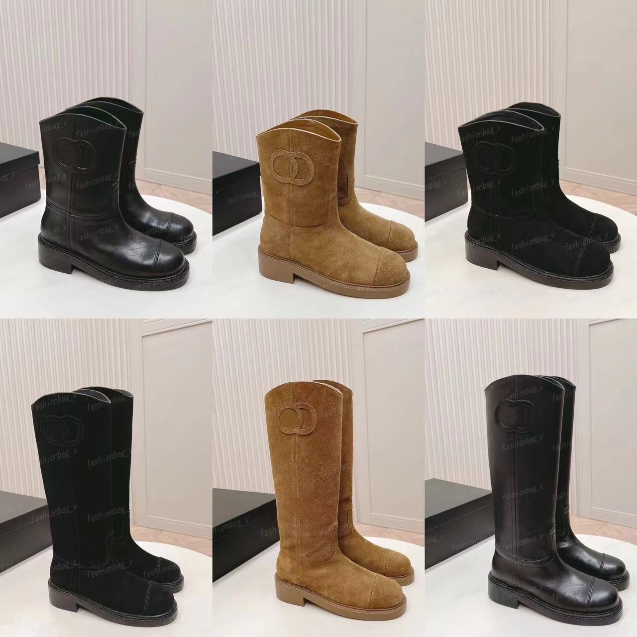 Designer Boots Women Ankle Boots Fashion Knee Boots Suede Boots Winter Leather Boots Flat Bottomed Bicycle Knee Pads Boots