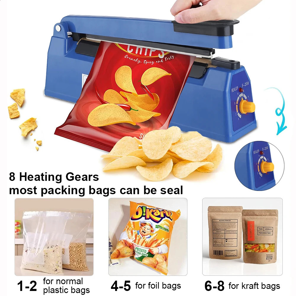 Electric Heat Bag Sealing Machine Plastic Sealer Hand Press Food Seal Impulse Fast Packaging 240828