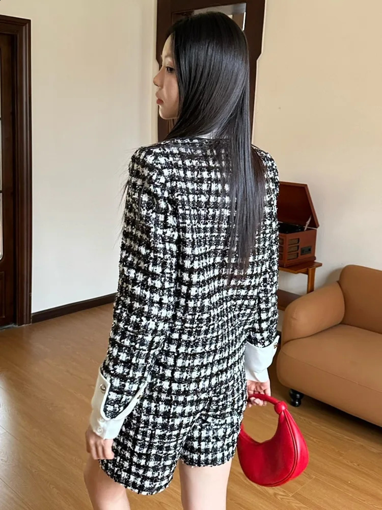 autumn and winter twopiece womens coarse woolen pants set conjuntos elegant office women 2piece dress 240828