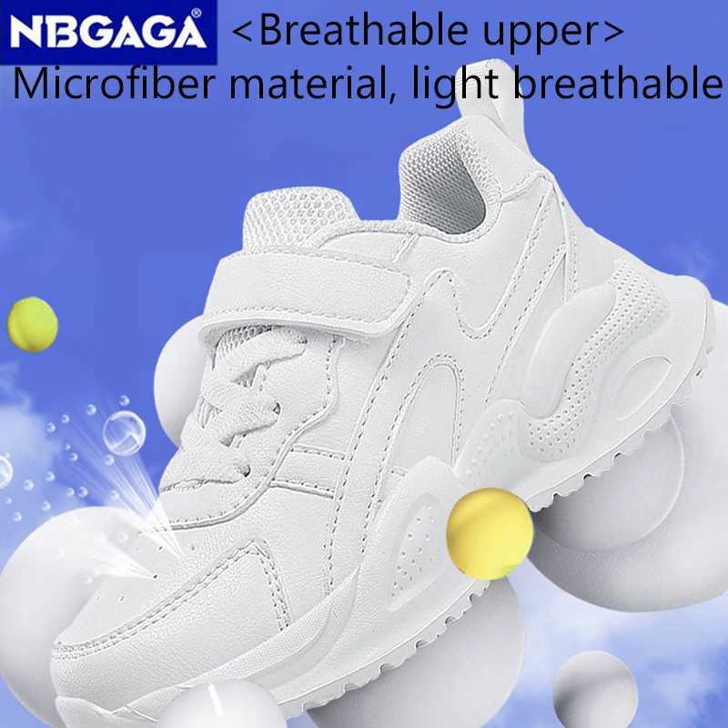 White childrens leather casual shoes for boys and girls outdoor running sports shoes breathable mesh childrens school walking sports anti slip W250407