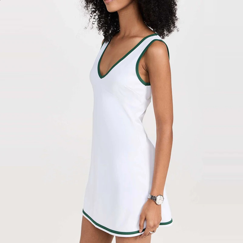 Sean Tsing Tennis Golf Dresses with inner Shorts Woman Girls Sleeveless Elastic Sport Dress for Workout Badminton Pickleball 240828CJ
