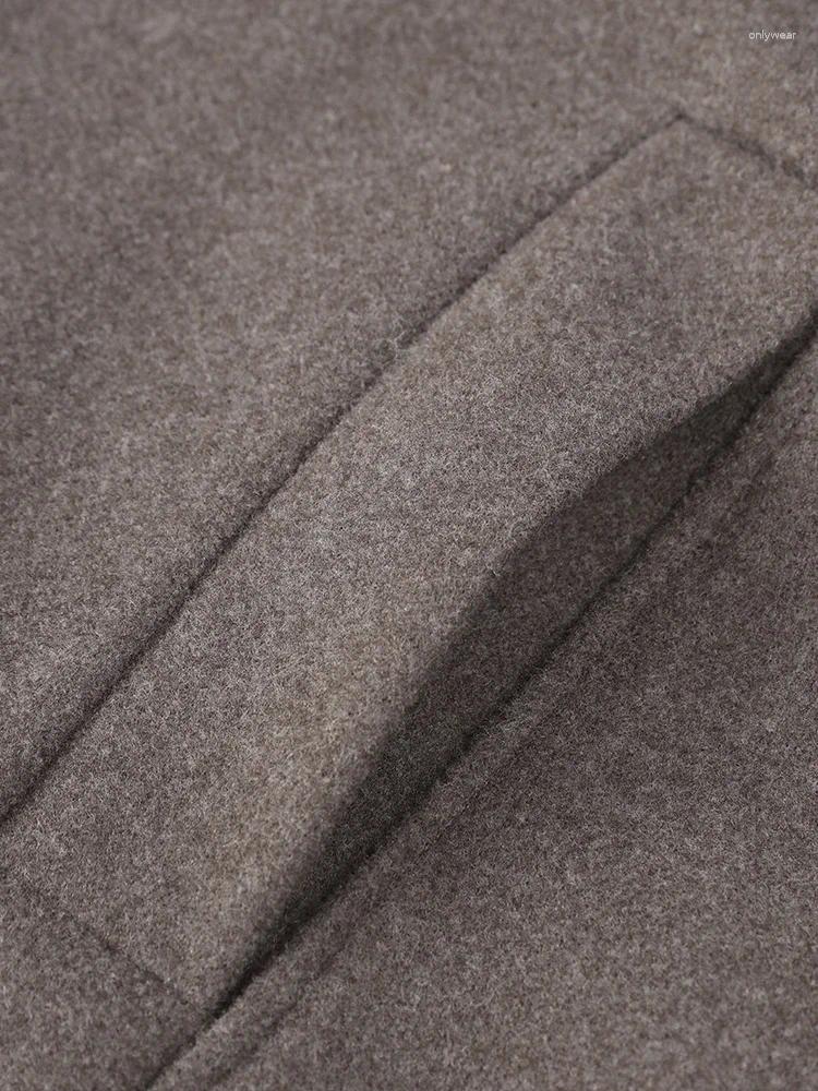 Women's Jackets Elegant Straight Cut Wool Jacket Women Fashion V Neck Single Breasted Short Coat 2024 Autumn Chic Lady Office Street