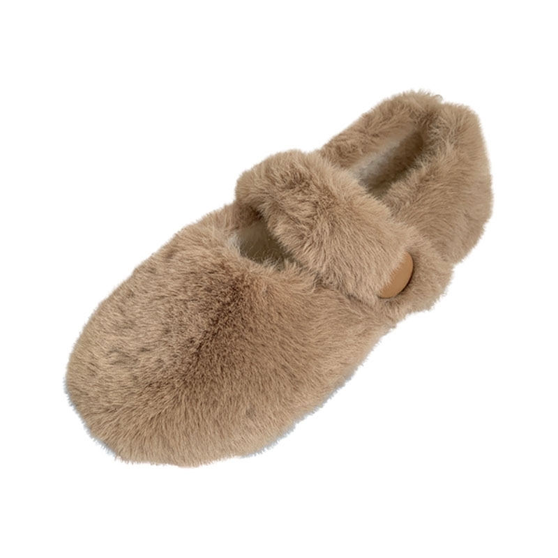 Grandma Shoes casual womens sports shoes soft shallow mouth dress flat bottomed womens coat fur autumn round toe autumn solid rubber 240827