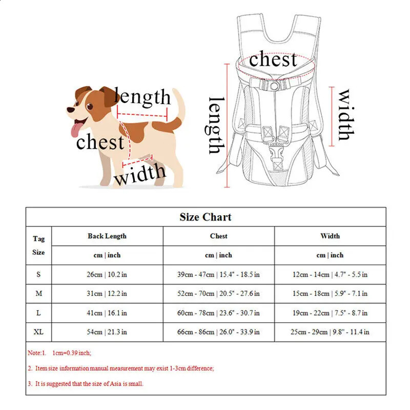 Pet Backpack for Dogs Cat Thickened Sponge Pet Front Dog Backpacks Portable Puppy Transportation Dog Bags 240828