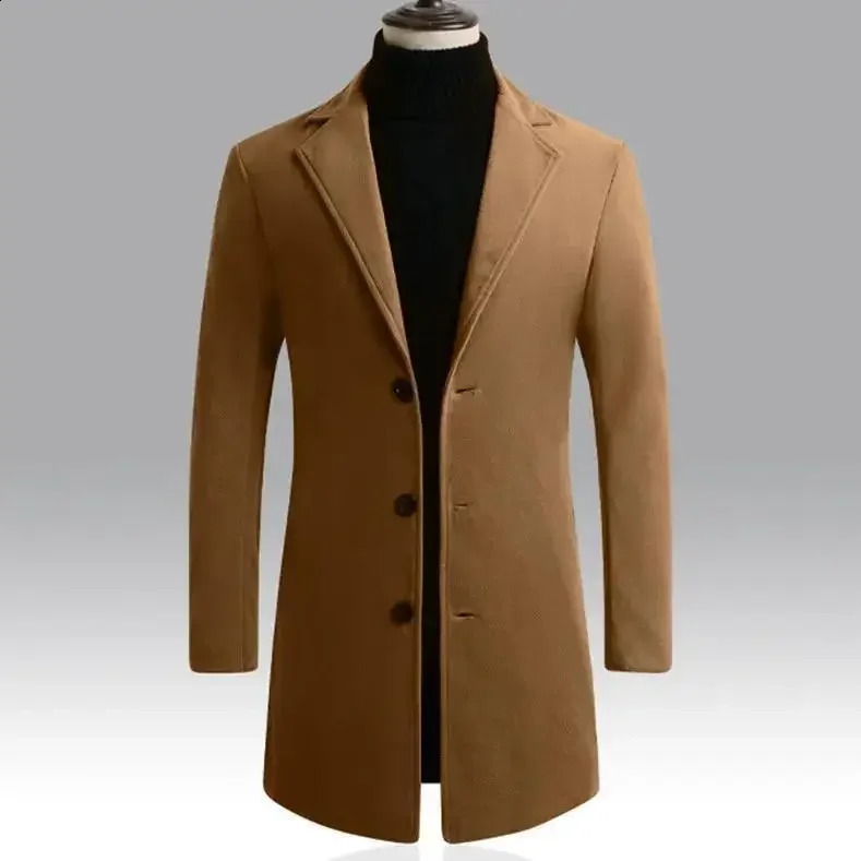 wool jacket slim fit mid length jacket smooth silhouette warm and comfortable to wear in autumn and winter 240829