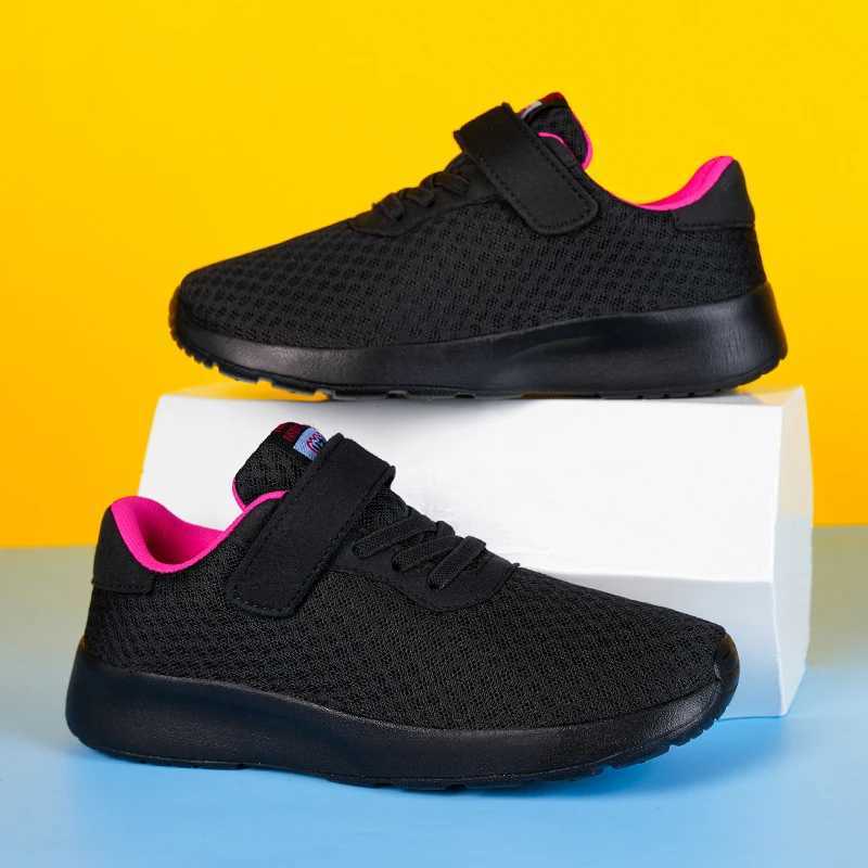 Boys running shoes lightweight breathable girls sports shoes seasonal outdoor childrens black mesh sports shoes casual shoes W250318