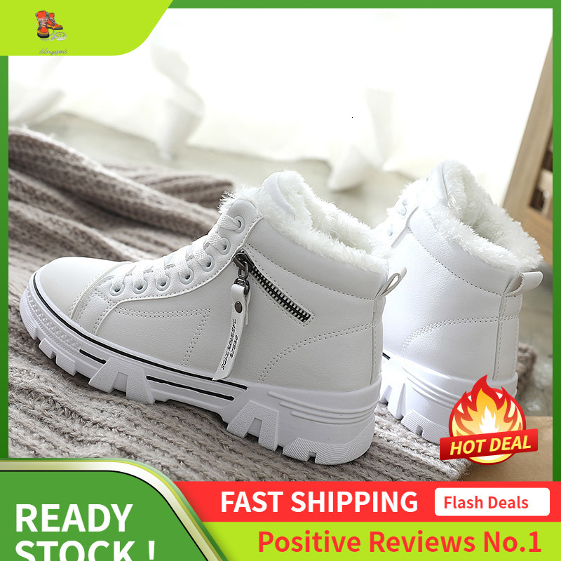 Ddmysports Cotton Shoes Women S Winter Plush Korean Edition Student Versatile Warm Igh Top Leather Face Large Size OUTDOOR