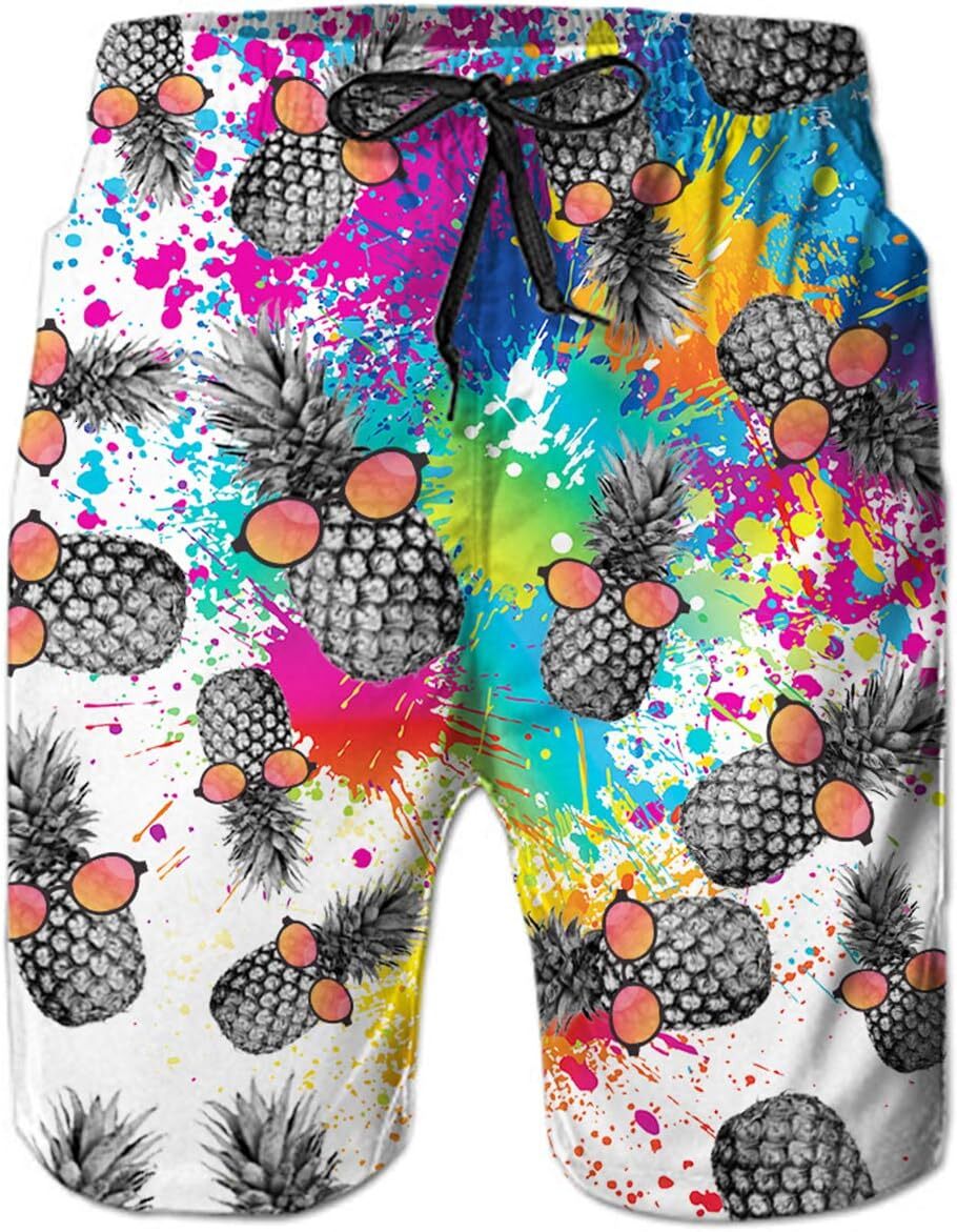 Mens Shorts 3D Printing Pattern Novelty Swimtrunks Quick Dry Beach Pants For Men Lining Board With Pockets