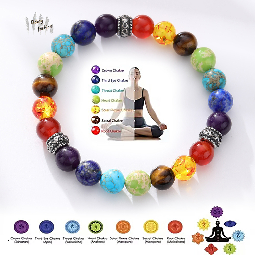 Energy Assisted Breathing Meditation Agate Natural Tiger Eye Volcanic Stone Colorful Bracelet Jewelry F08.29-5.5 29c6e