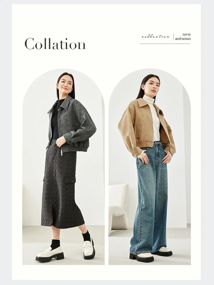 Vimly Cropped Quilted Womens Jacket Winter Short Wool Coat Office Womens Casual Elegant Coat Womens Coat M5606 240828
