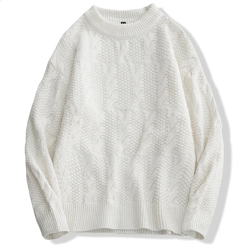 Korean clothing mens sweater solid color O-neck long sleeved knitted mens zipper winter fashion mens warm sweater 240829