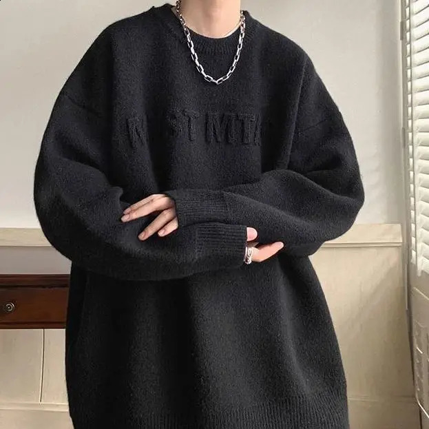 Fashion Autumn Winter Mens Cool s Casual Loose Tess Knitted Pullover Sweater Soft Alphabet 240829