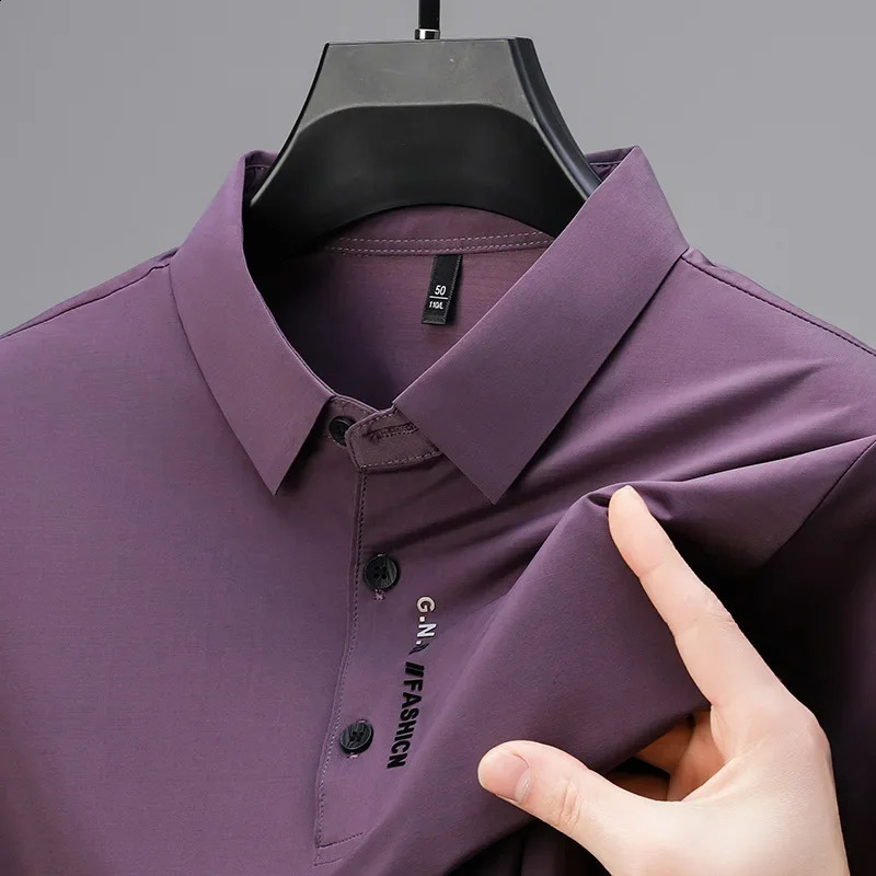 Mens Business Casual Polo Shirt Fashion Trend Simple Collar Body Suitable for Breathable Top 240828