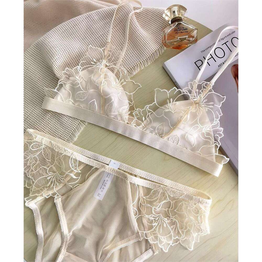 Sexy push up underwear set embroidery women ultra-thin bra without steel ring gerie with underpants suit