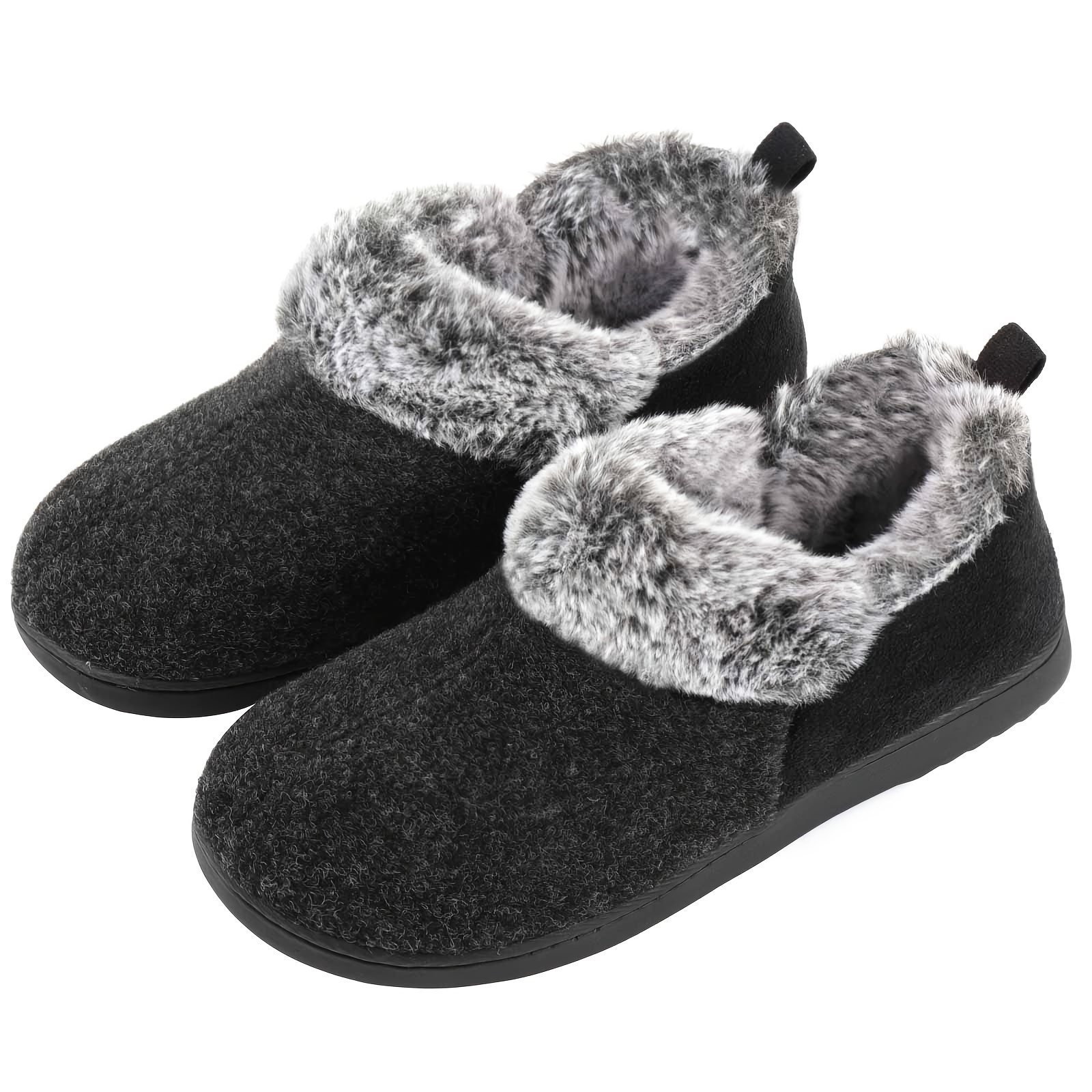 Cozy Fuzzy Flannel Slip-on Shoes for Women - Soft Fabric Inner, Memory Foam Heel, TPR Sole, Solid Color, Casual Style - Perfect for Household Wear