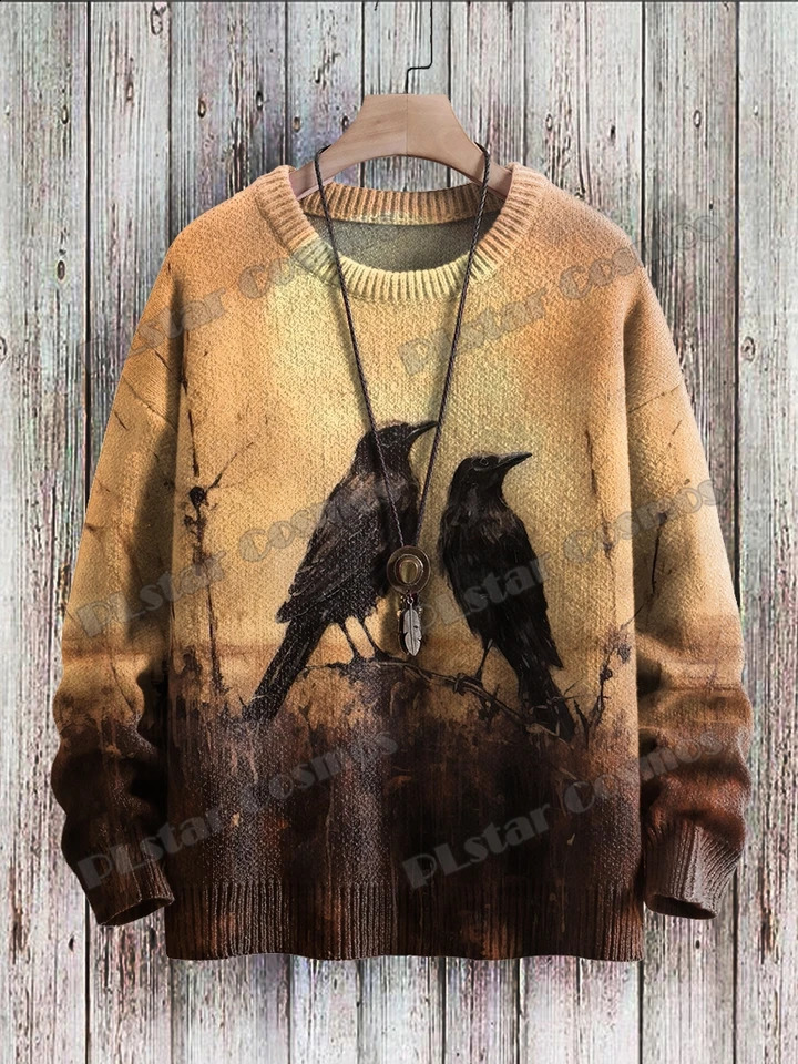 Interesting animal sunflower mushroom art pattern 3D printing mens knitted floral winter unisex casual knitted floral sweater ZZM52 240829