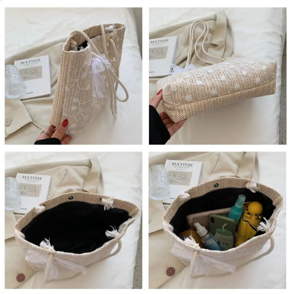 Fashion Woven Handbags For Women AllMatch Womens Bag 2024 Portable Bucket Handbag Summer Picnic Bags 240828Z